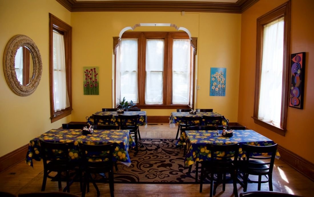 A dining room inside the Weber House